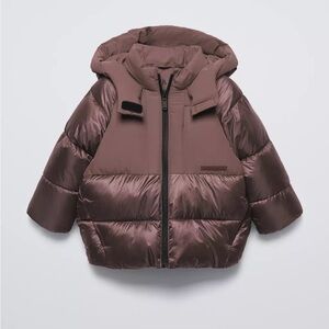 Zara Kids water repellant Chocolate Brown Puffer Jacket 1.5 years